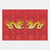 3 Chinese Dragon papier gesneden jaar WPFS Inpakpapier Vel (Voorkant)