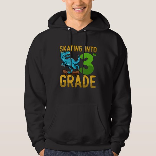 3 Class Dinosaur Skateboard Last First Day School  Hoodie (Voorkant)