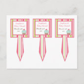 3 CokespantserTea Pink Pastel Flowers Briefkaart (Voorkant)