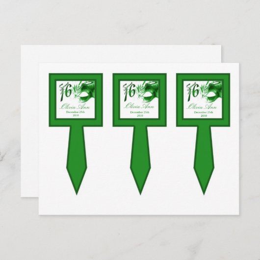 3 CokesPicks Sweet 16 Green Party Uitnodiging Briefkaart (Voorkant / Achterkant)