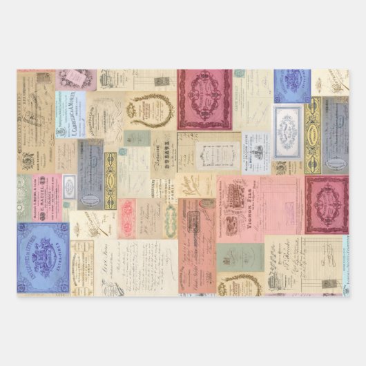 3 Collage Ephemera Sheets Inpakpapier Vel (Voorkant)