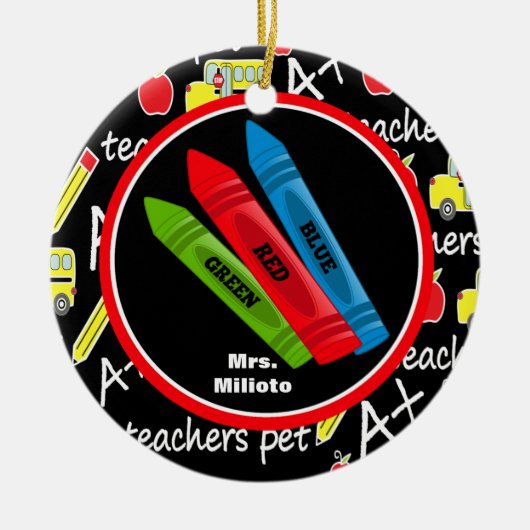 3 Colorful Crayons Teacher Christmas Ornament (Voorkant)