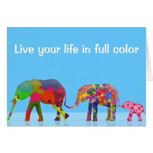 3 Colorful Elephants die rondlopen - Pop Art (Voorkant Horizontaal)