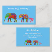 3 Colorful Elephants die samen lopen Visitekaartje (Voorkant / Achterkant)