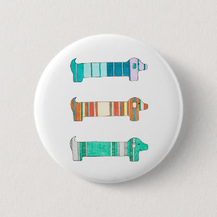 3 Colour Study #1 Pinback Button in Dachshund