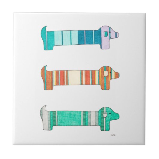 3 Colour Study #1 Tile in Dachshund Tegeltje (Voorkant)