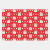 3 Coördinatie van de Rood Tan-kerstboomrendieres Inpakpapier Vel (Voorkant 3)