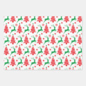 3 Coördinatie van Rood-groen kerstboomrendier Inpakpapier Vel (Voorkant)