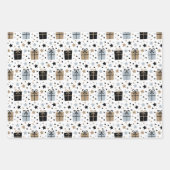 3 Coördinatie Zwarte Wit-rendiercadeau voor kerstm Inpakpapier Vel (Voorkant 3)