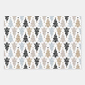 3 Coördinatie zwarte witte kerstbomen Stripes Inpakpapier Vel (Voorkant)
