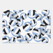 3 Coördinerende lichtblauwe zwarte volleyballen Inpakpapier Vel (Voorkant)