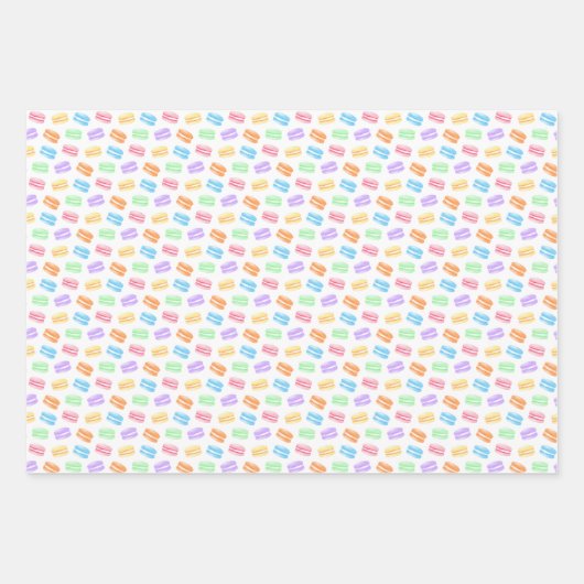 3 coördinerende patronen kleurrijke macarons inpakpapier vel (Voorkant 3)