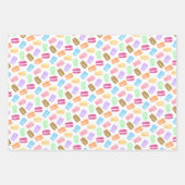 3 coördinerende patronen kleurrijke macarons inpakpapier vel (Voorkant 2)