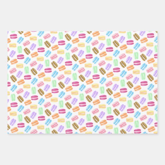 3 coördinerende patronen kleurrijke macarons inpakpapier vel (Voorkant 2)
