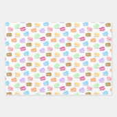 3 coördinerende patronen kleurrijke macarons inpakpapier vel (Voorkant)