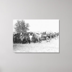 3 Cowboys Roping Horses PhotographySouth Dakota Canvas Afdruk