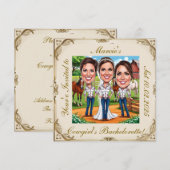 3 Cowgirl bruidskarikaturen op het boerderij Kaart (Voorkant / Achterkant)