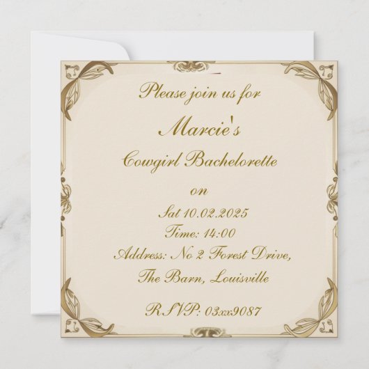 3 Cowgirl bruidskarikaturen op het boerderij Kaart (Achterkant)