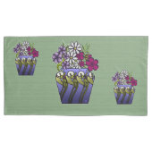 3 Craftsman Lily Vases on Sage Green Kussensloop (Voorkant-Links)