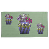 3 Craftsman Lily Vases on Sage Green Kussensloop (Voorkant-Rechts)