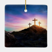 3 Crosses denken aan je bij Pasen. bewerkbaar Keramisch Ornament (Achterkant)