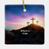 3 Crosses denken aan je bij Pasen. bewerkbaar Keramisch Ornament (Voorkant)