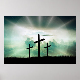 3 Crosses op een heuvel Depiced the Crucifixion Poster