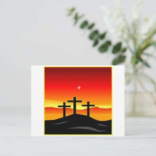 3 Crosses Sunset Briefkaart (Staand voorkant)