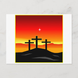 3 Crosses Sunset Briefkaart