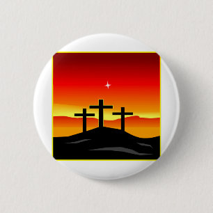 3 Crosses Sunset Ronde Button 5,7 Cm