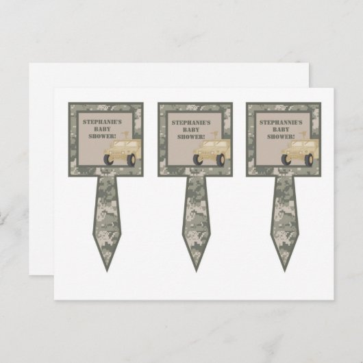 3 Cup Cake Picks ARMY ACU Camoflauge Digitale Camo Uitnodiging Briefkaart (Voorkant / Achterkant)