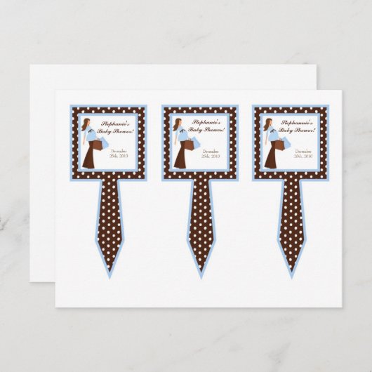 3 Cup Cake Picks Blue Mod Mom Polka Dots Uitnodiging Briefkaart (Voorkant / Achterkant)