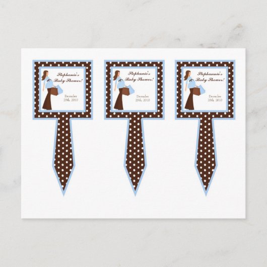 3 Cup Cake Picks Blue Mod Mom Polka Dots Uitnodiging Briefkaart (Voorkant)