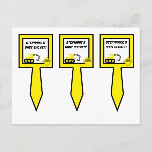 3 Cup Cake Picks Bouw Uitnodiging Briefkaart (Voorkant)