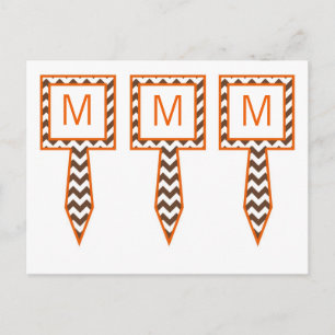 3 Cup Cake Picks Bruin Sinaasappel Chevron Naam Fo Briefkaart