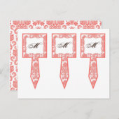 3 Cup Cake Picks Coral Pin White Damask Lace Print Briefkaart (Voorkant / Achterkant)