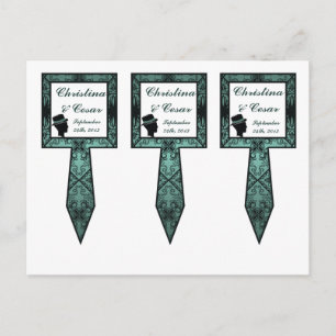 3 Cup Cake Picks Damask Blauwgroen Paar Man Vrouw  Briefkaart