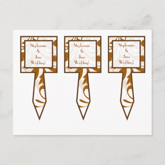 3 Cup Cake Picks Damask Herfst Briefkaart (Voorkant)