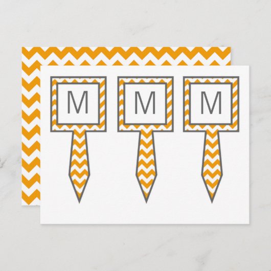 3 Cup Cake Picks Geel Grijs Grijs Chevron Naam Briefkaart (Voorkant / Achterkant)