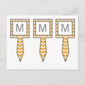 3 Cup Cake Picks Geel Grijs Grijs Chevron Naam Briefkaart (Voorkant)