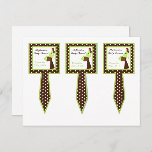 3 Cup Cake Picks Green Mod Mom Polka Dots Uitnodiging Briefkaart (Voorkant / Achterkant)