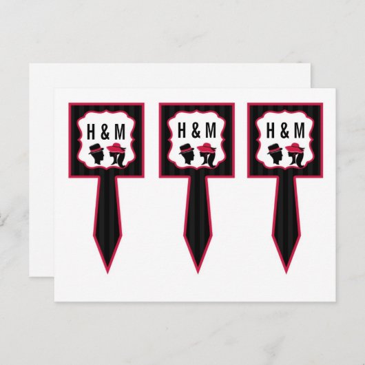 3 Cup Cake Picks grillige formele Petten Elegant Briefkaart (Voorkant / Achterkant)