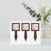 3 Cup Cake Picks Herfst Tree Initiaal Carvings Her Briefkaart (Staand voorkant)