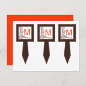 3 Cup Cake Picks Herfst Tree Initiaal Carvings Her Briefkaart (Voorkant / Achterkant)