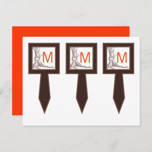3 Cup Cake Picks Herfst Tree Initiaal Carvings Her Briefkaart (Voorkant / Achterkant)