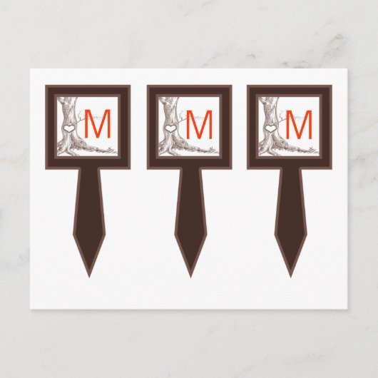 3 Cup Cake Picks Herfst Tree Initiaal Carvings Her Briefkaart (Voorkant)