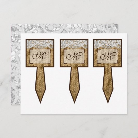 3 Cup Cake Picks Hoefijzers op Burlap Lace Countr Briefkaart (Voorkant / Achterkant)