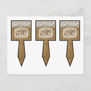 3 Cup Cake Picks Hoefijzers op Burlap Lace Countr Briefkaart