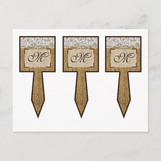 3 Cup Cake Picks Hoefijzers op Burlap Lace Countr Briefkaart (Voorkant)