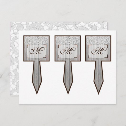 3 Cup Cake Picks Hoefijzers op Wood Lace Country Briefkaart (Voorkant / Achterkant)